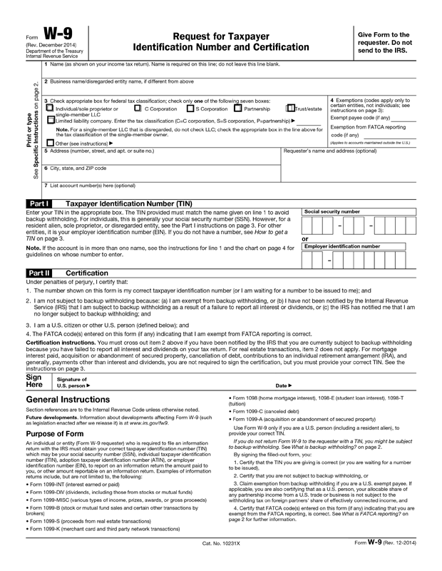 W 9 Free Printable Forms