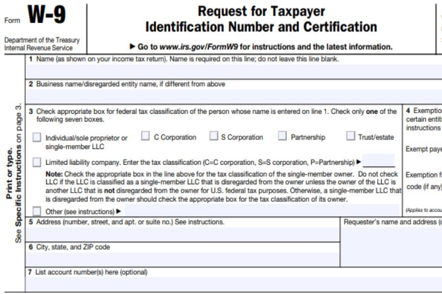 W9 Tax Form 2021 Printable