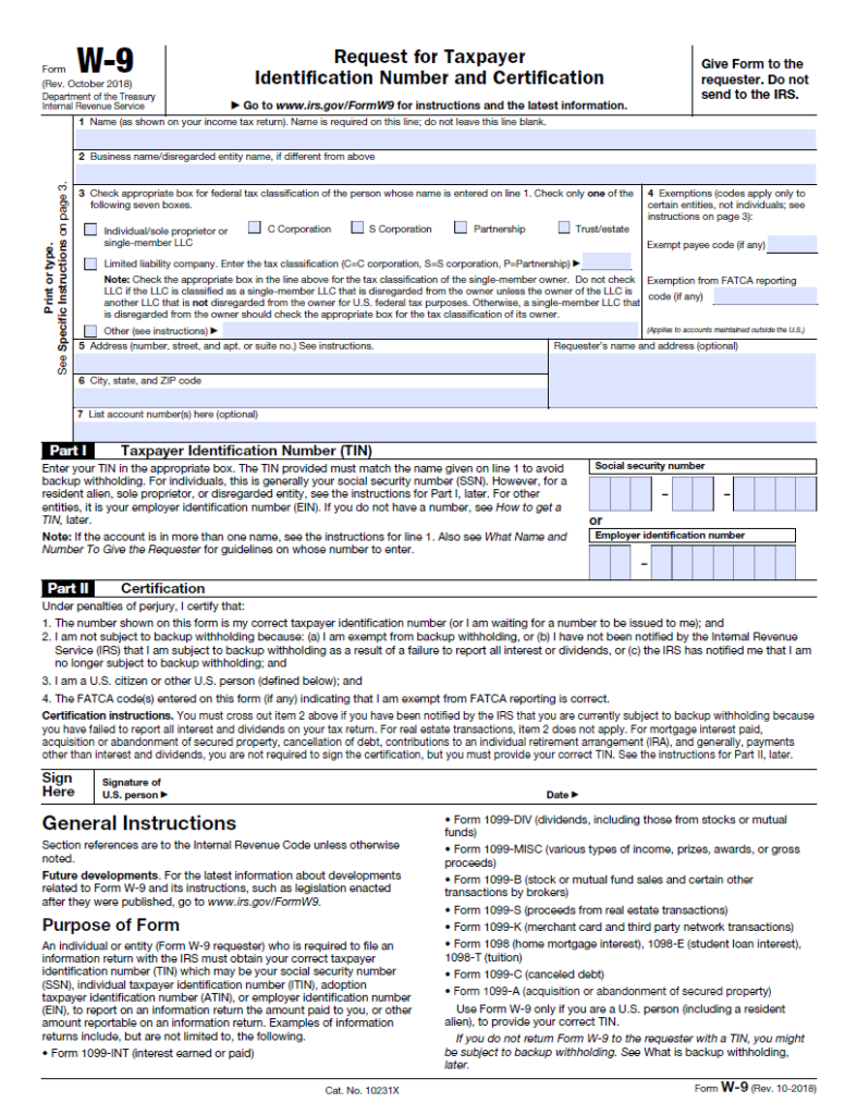2021 W 9 Tax Form Download