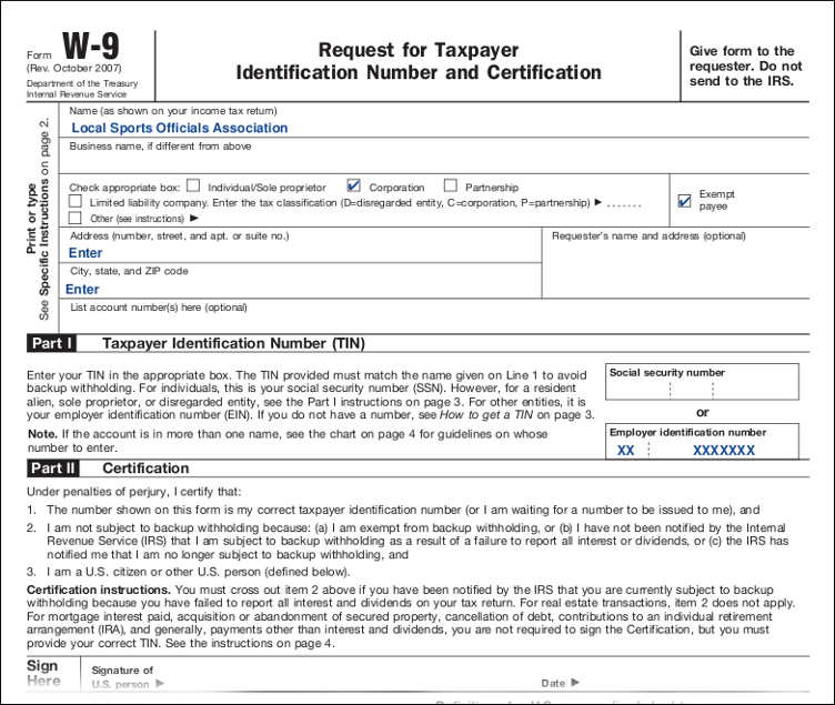 Downloadable W9 Tax Form