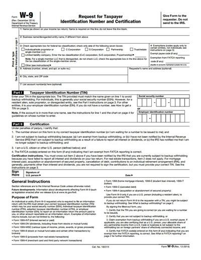 Free W9 Tax Form Download
