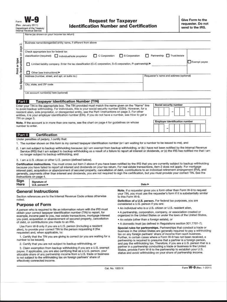 Irs W 9 Fillable Form Free