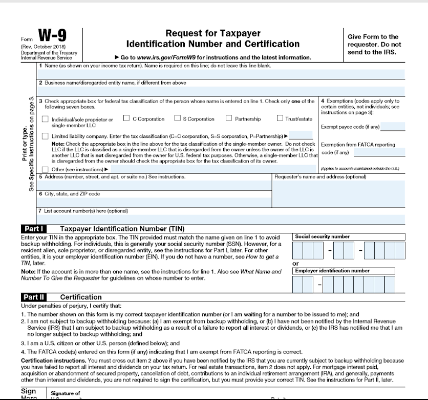 W9 Employee Form Printable
